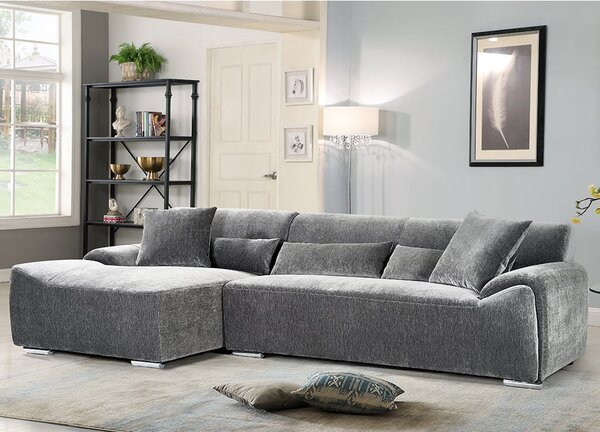 Modesto Fabric Left Hand Corner Sofa In Charcoal