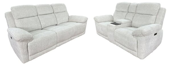 Owenton Fabric Electric Recliner 3+2 Seater Sofa Set In Beige