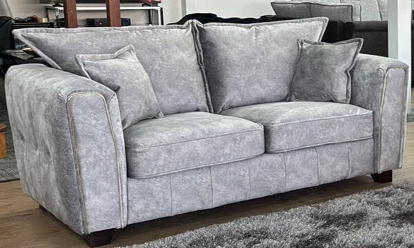 Sevilla Fabric 2 Seater Sofa In Silver Grey