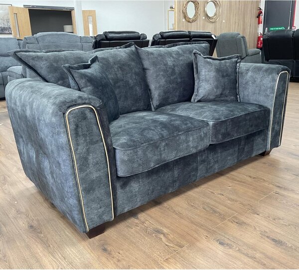 Sevilla Fabric 2 Seater Sofa In Charcoal Black