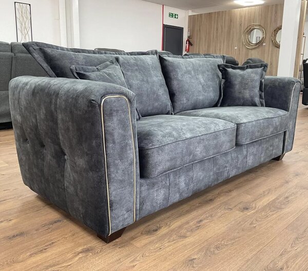 Sevilla Fabric 3 Seater Sofa In Charcoal Black
