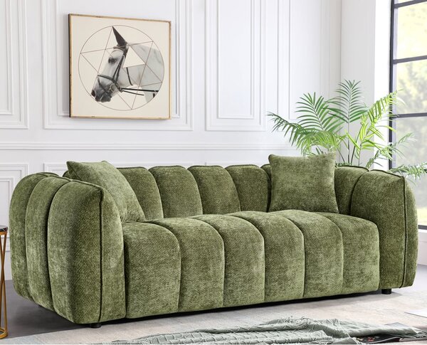 Ventura Fabric 3 Seater Sofa In Olive