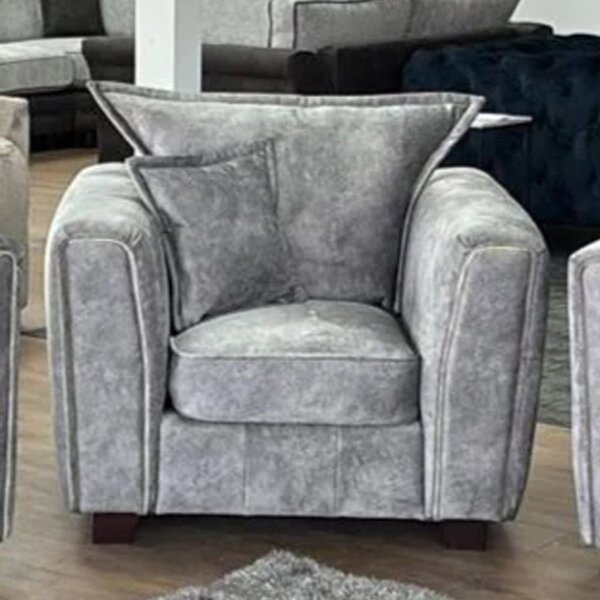 Sevilla Fabric 1 Seater Sofa In Silver Grey