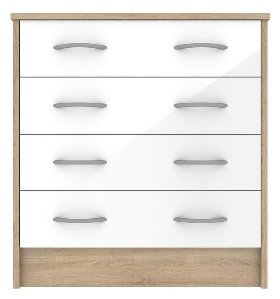 Babylon Wooden Chest Of 4 White Gloss Drawers In Oak