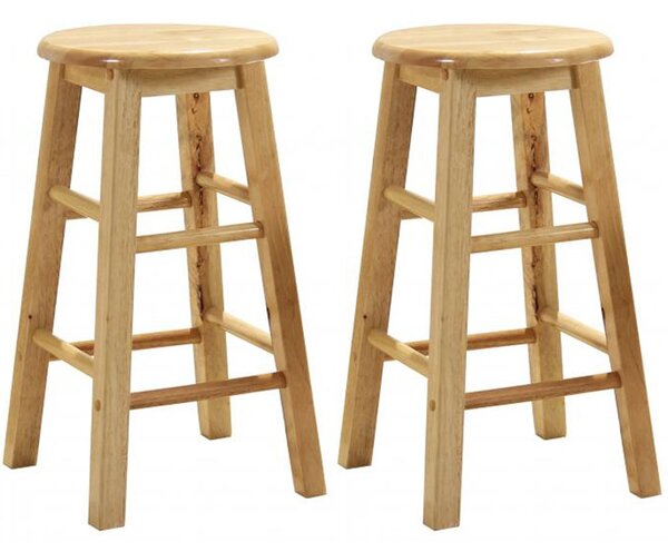 Belita Large Oak Wooden Stools In Pair