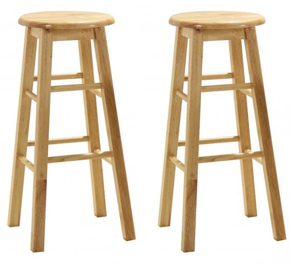 Belita Oak Wooden Bar Stools In Pair