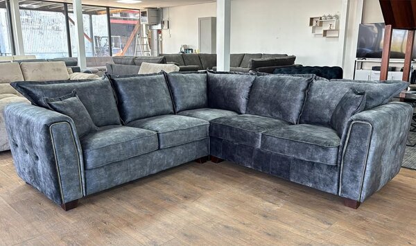 Sevilla Fabric Corner Sofa In Charcoal Black