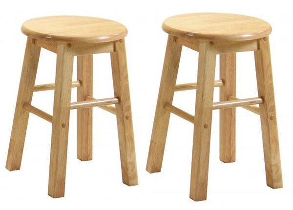 Belita Small Oak Wooden Stools In Pair