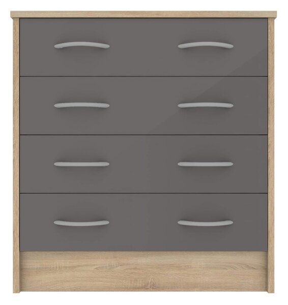 Babylon Wooden Chest Of 4 Grey Gloss Drawers In Oak