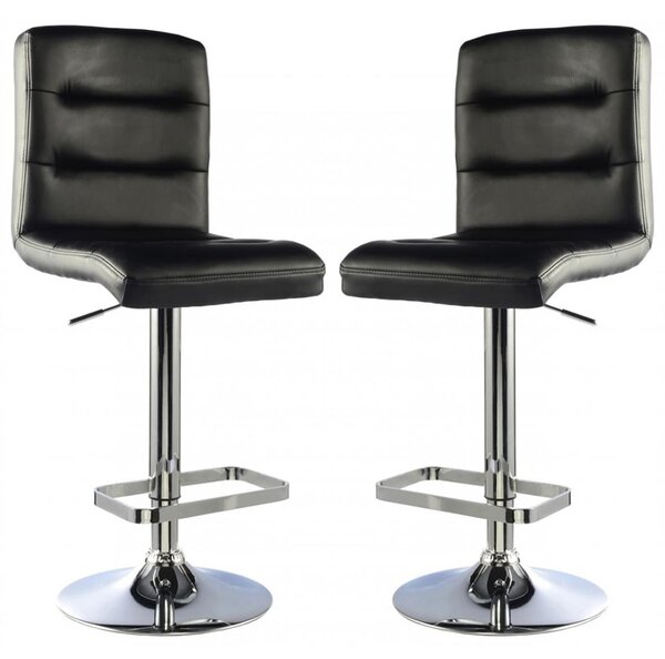 Billings Black PU Leather Bar Chairs In Pair