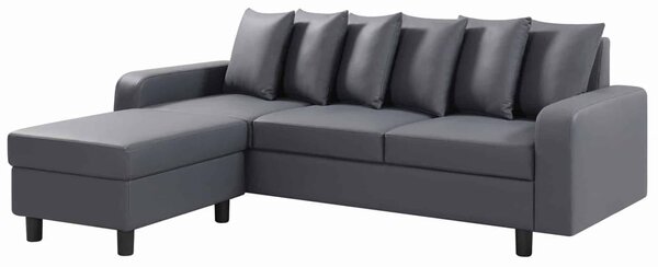 Cornelius Leather Corner Sofa In Grey