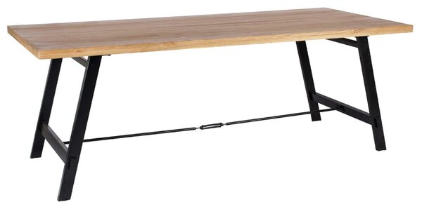 Cheney Large Wooden Dining Table With Black Metal Legs In Oak