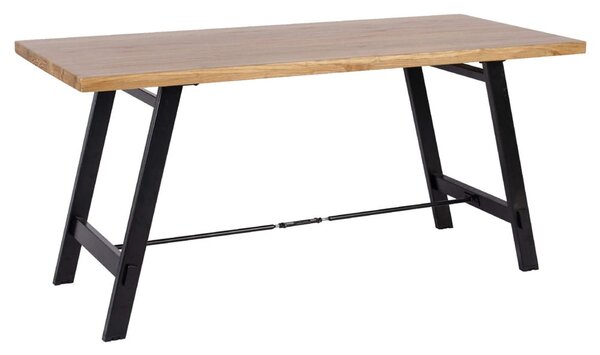 Cheney Small Wooden Dining Table With Black Metal Legs In Oak
