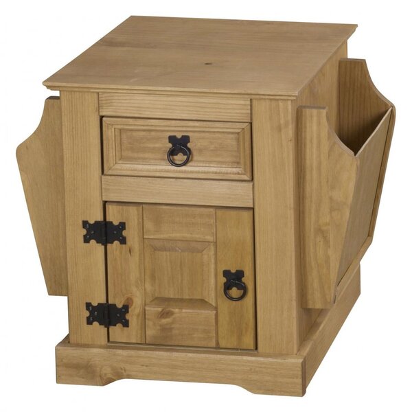 Carlen Wooden Side Table With Magazine Rack In Distressed Oak