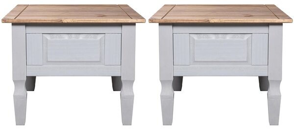 Carlen Grey Distressed Oak Wooden Lamp Tables In Pair