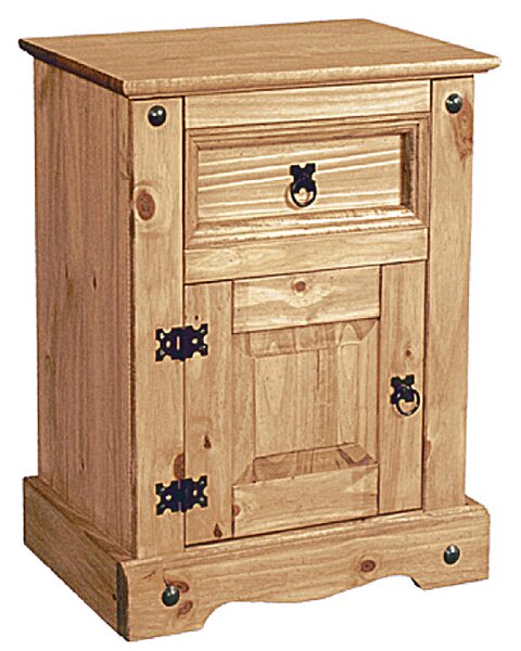 Carlen Wooden Bedside Cabinet With 1 Door In Distressed Oak