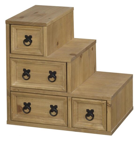 Carlen Wooden CD DVD Rack With 4 Drawers In Distressed Oak