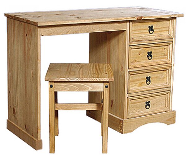 Carlen Wooden Dressing Table With Stool In Distressed Oak