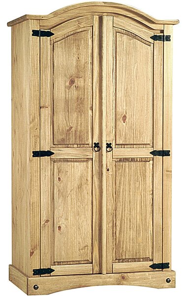 Carlen Wooden Wardrobe With 2 Doors In Distressed Oak