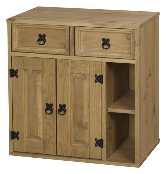 Carlen Wooden Sideboard With 2 Doors 2 Shelves In Distressed Oak