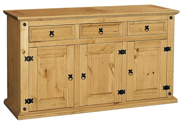 Carlen Wooden Sideboard With 3 Doors 3 Drawers In Distressed Oak
