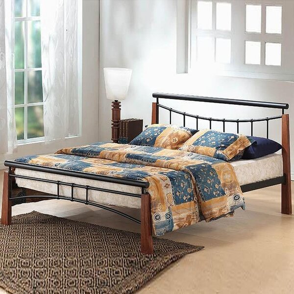 Friant Metal Single Bed In Black And Dark Oak