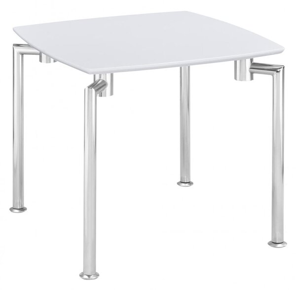 Filia Wooden Lamp Table With Chrome Legs In White