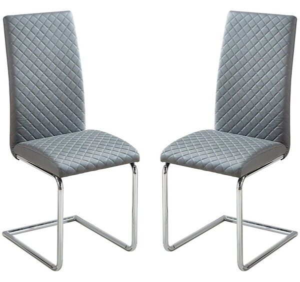 Durango Grey PU Leather Dining Chairs In Pair