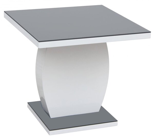 Eira Grey Glass Top Lamp Table With White High Gloss Base