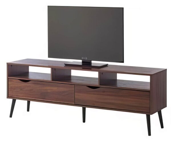 Girona Wooden TV Stand With 2 Drawers 3 Shelves In Walnut