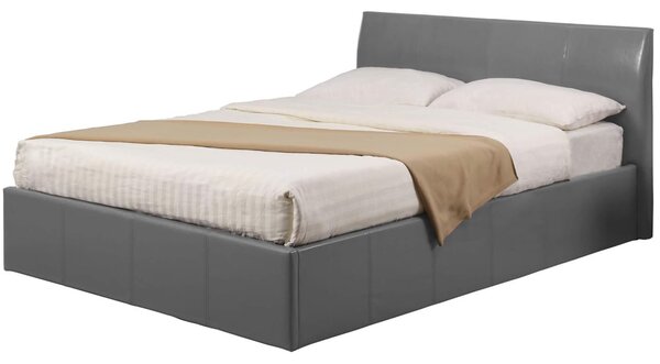Feray PU Leather Ottoman Storage Double Bed In Grey