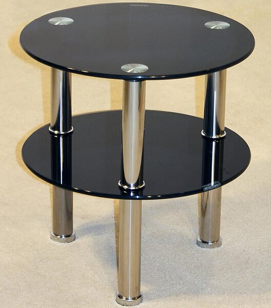 Kerrville Black Glass Side Table With Chrome Legs