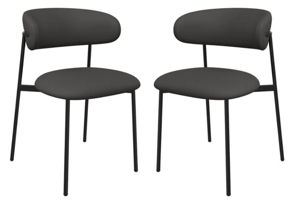 Amarillo Dark Grey Faux Leather Dining Chairs In Pair