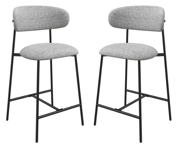 Amarillo Light Grey Fabric Bar Chairs In Pair