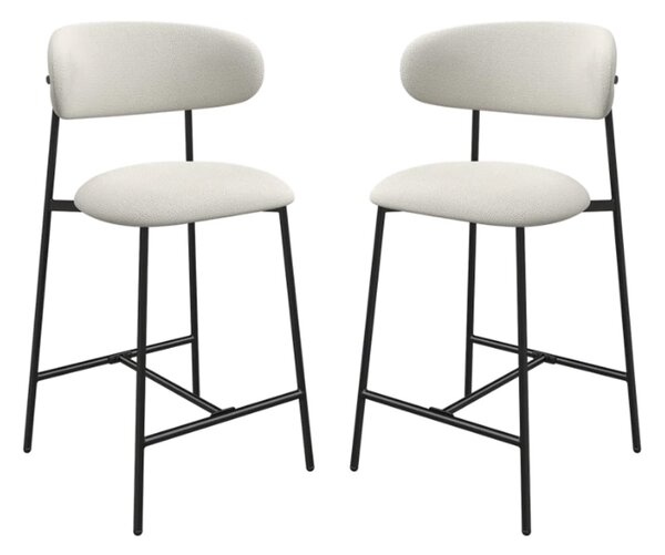 Amarillo Ivory Fabric Bar Chairs In Pair