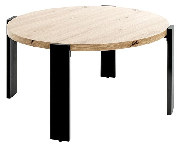 Eufaula Wooden Coffee Table With Black Metal Frame In Oak
