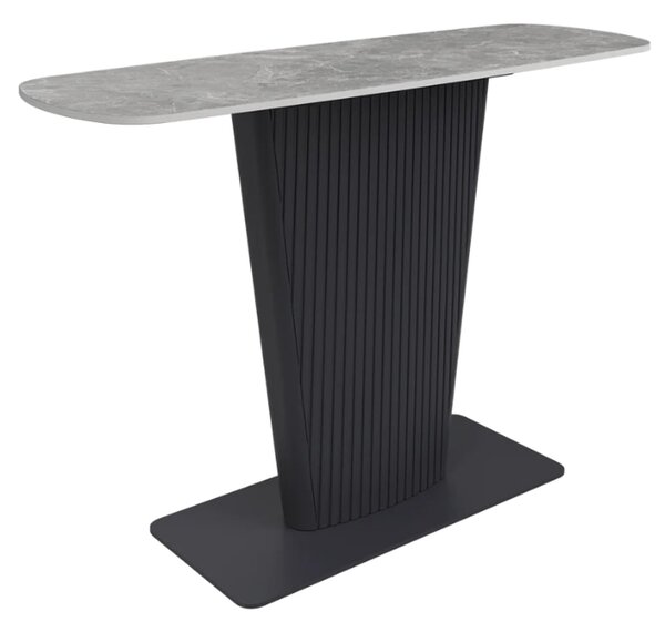Castle Ceramic Console Table With Grey Wooden Base In Light Grey