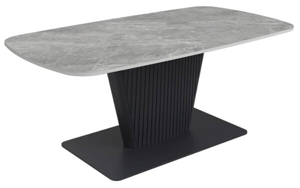 Castle Ceramic Coffee Table With Grey Wooden Base In Light Grey