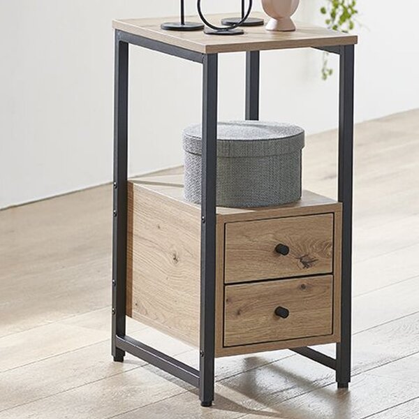Cullman Wooden End Table With 2 Drawers In Black Oak