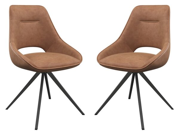 Cerritos Tan Faux Leather Dining Chairs In Pair
