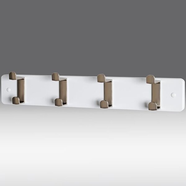 Fillmore Metal Wall Hung Coat Rack With 4 Hook In White