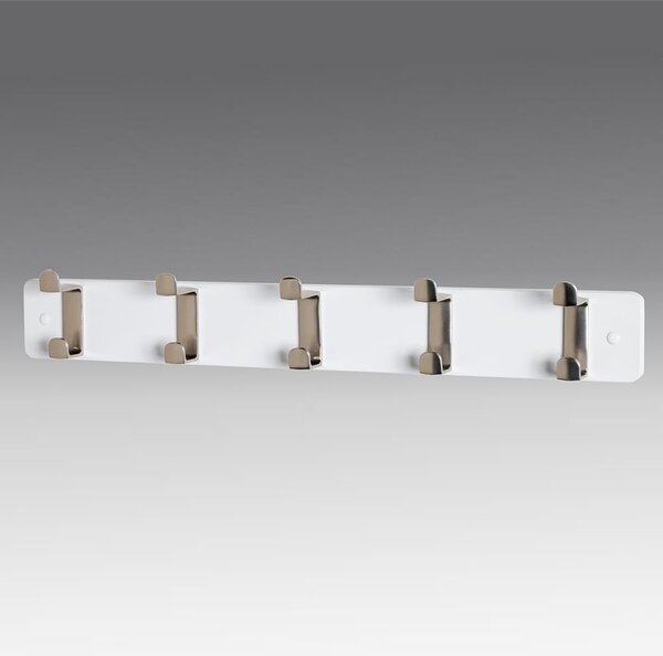 Fillmore Metal Wall Hung Coat Rack With 5 Hook In White