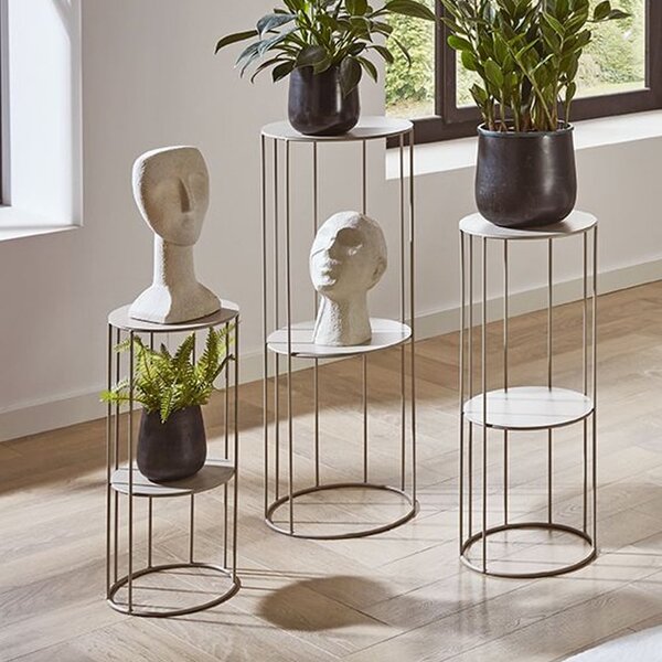 Evanston Metal Set Of 3 Planter In Grey