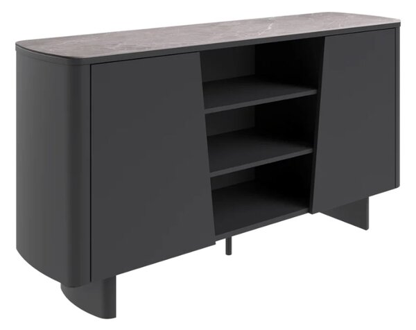 Castle Light Grey Ceramic Top Sideboard With Grey Wooden Base