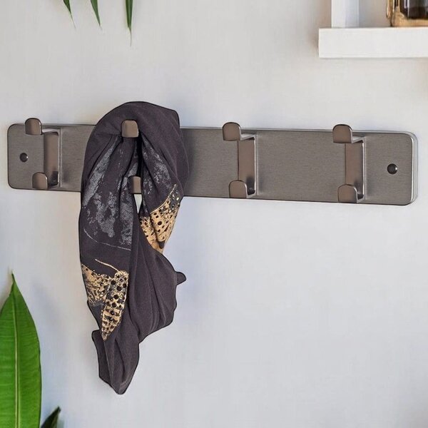 Fillmore Metal Wall Hung Coat Rack With 4 Hook In Gunmetal