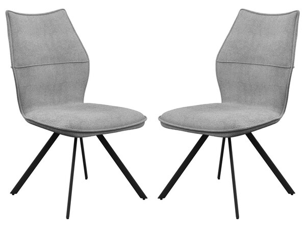 Comstock Grey Fabric Dining Chairs In Pair