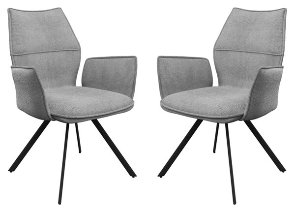 Comstock Grey Fabric Dining Armchairs In Pair