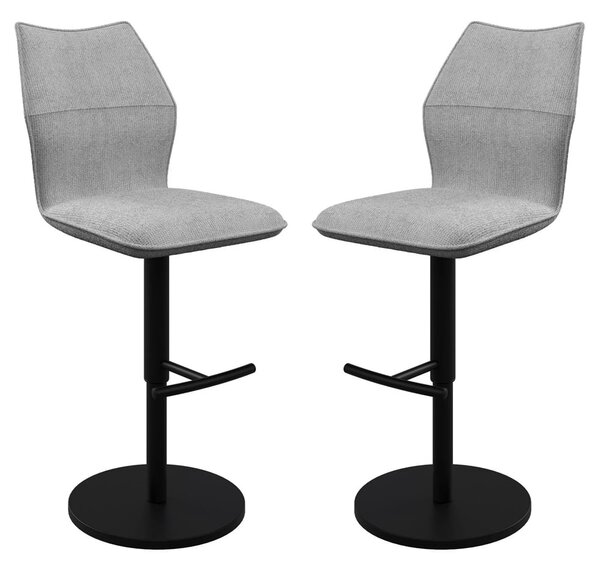 Comstock Grey Fabric Bar Chairs In Pair