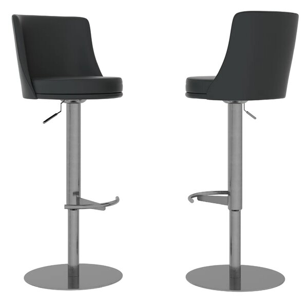 Brunswick Black Faux Leather Bar Chairs In Pair