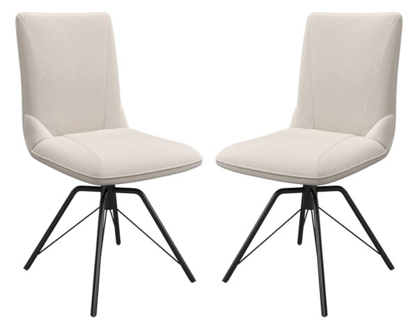 Fargo Ivory Fabric Dining Chairs In Pair